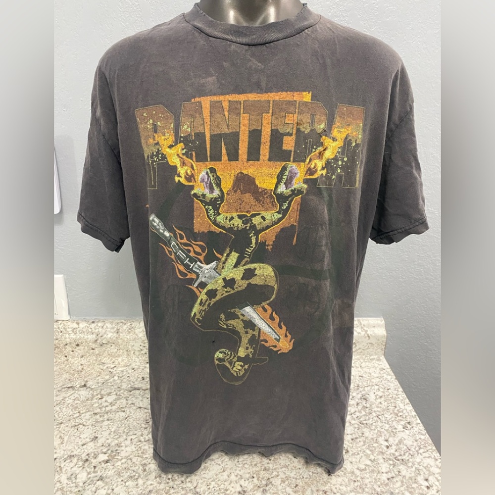 Vintage 2004 Pantera Rock Band T Shirt Cowboys From Hell CFH Snake Dagger Sz Med